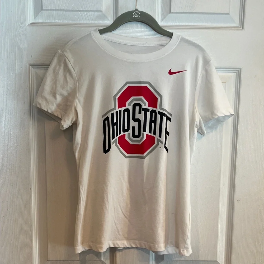 Nike Ohio State White Tee with Red Accents